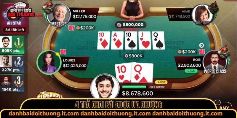 4 trò chơi bài được ưa chuộng